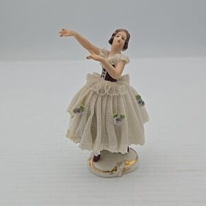 Vtg Alteste Volkstedt Dresden Porcelain Lace Dancer Ballerina Figurine